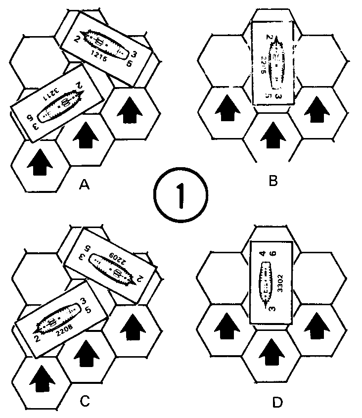 Diagram No. 1 compares the different ship positions to wind.